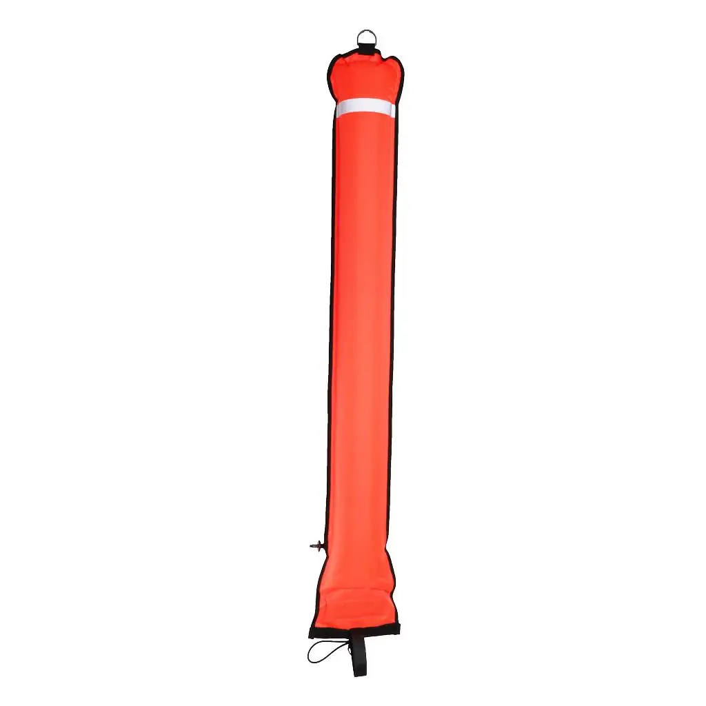 Nylon Diving Signal Tube Safety Gear 4ft Surface Marker Buoy with Reflective Tape for Night Dives