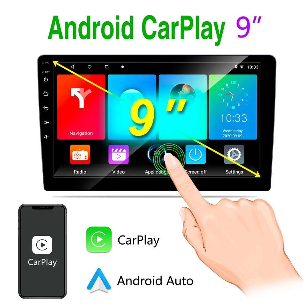 9 Inch Android 2 DIN Car Radio GPS Multimedia Player Support Carplay Universal FM Stereo Bluetooth for