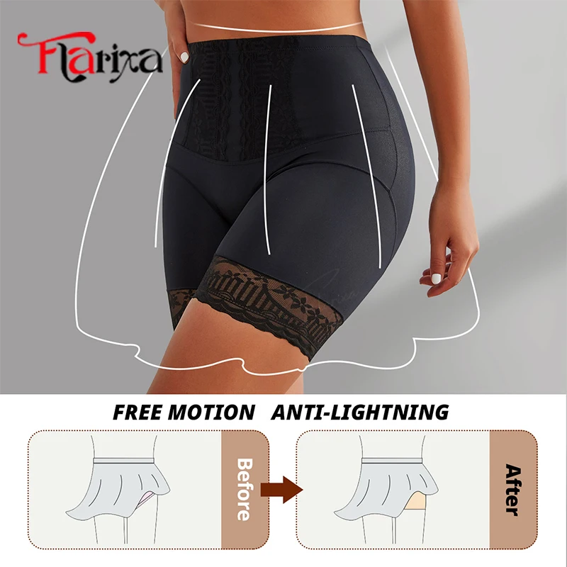 Flarixa Lace Safety Shorts High Waist Shaper Panties Belly Compression for Woman Boxers Thighs Shapewear Shorts Anti Chafing image 5