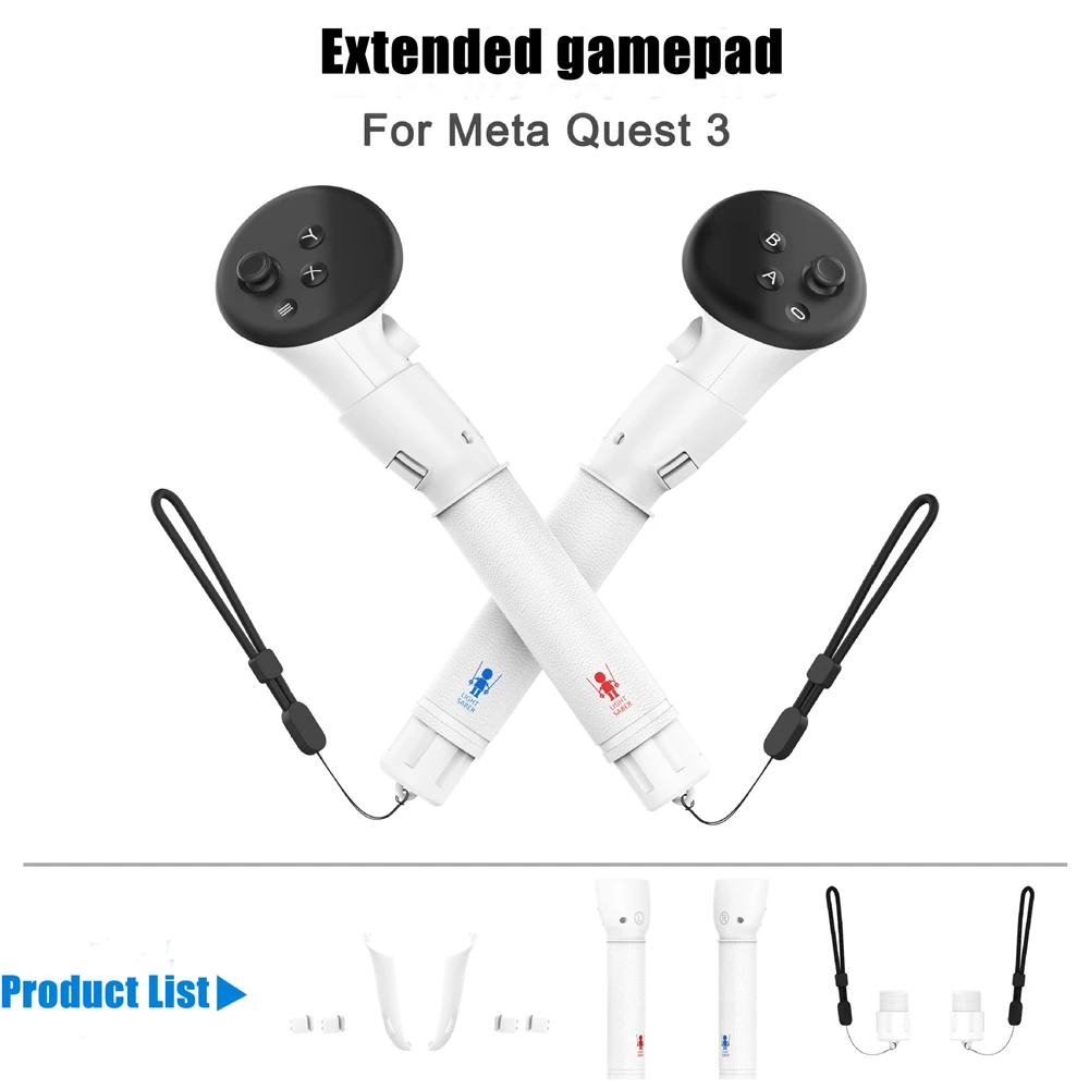 

Handle Extension Grips For Meta Quest 3 VR Glasses Long Stick Dual Handle Attachment VR Gaming Controllers Stick Accessories