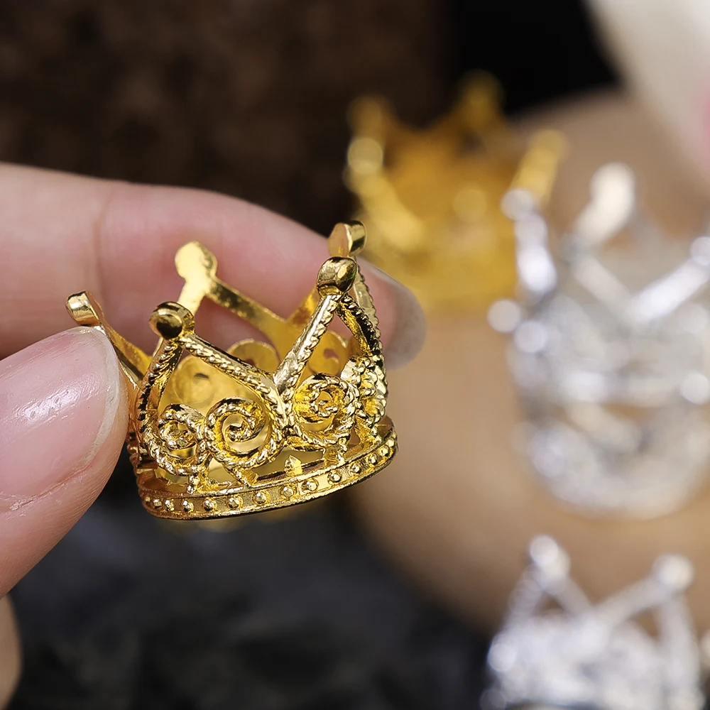 1/20Pcs Tiny Small Pearl Tiara Crown Gold Mini Crown Cake Topper for Shower Birthday Wedding Decoration Children Hair Ornament