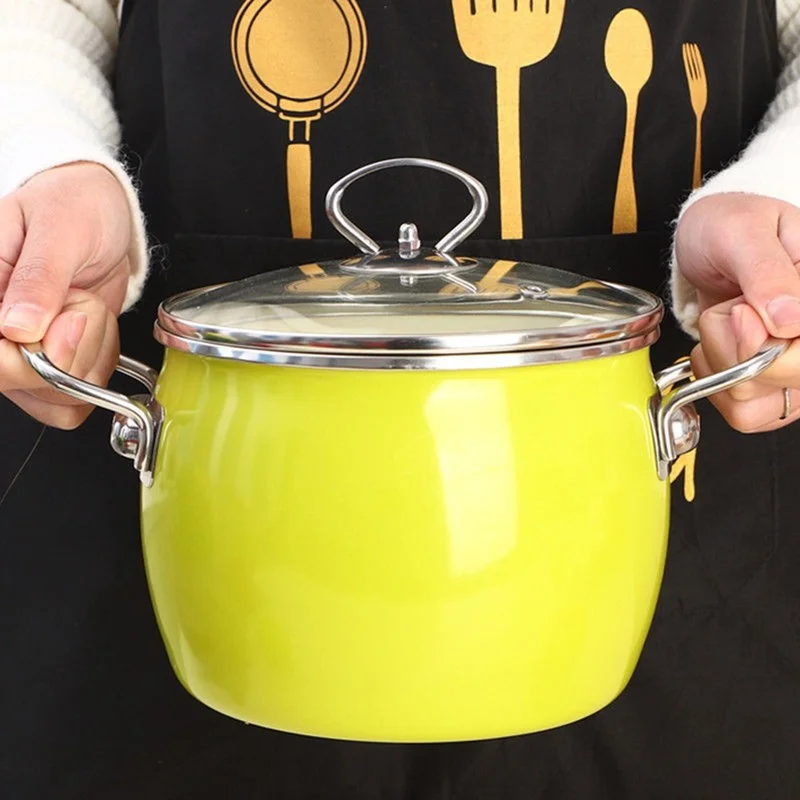 

18CM Caliber Porcelain Enameled Soup Pot 3.2L Enameled Saucepan For Gas Induction Stewpan Multifunction Cooking Pot Kitchenware