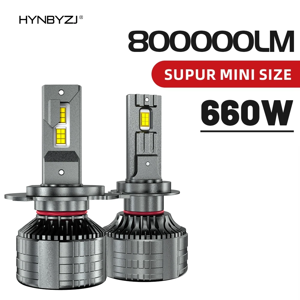 HYNBYZJ H7 LED 800000LM Headlights Canbus 6000K H1 H4 H11 9012 HIR2 H8 H9 9005 9006 HB3 HB4 High Power 660W 5570 CSP Chips 12V