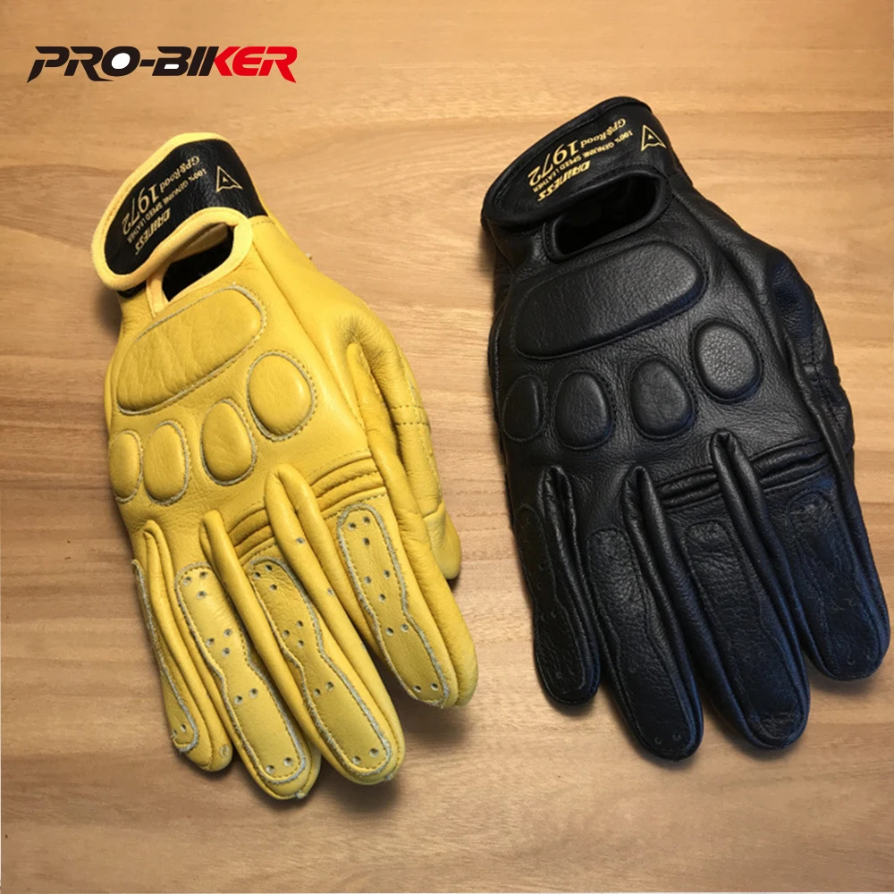 

Retro Cowhide Motorcycle Winter Riding Outdoor Touch Screen Leather Motorcycle Men's Gloves