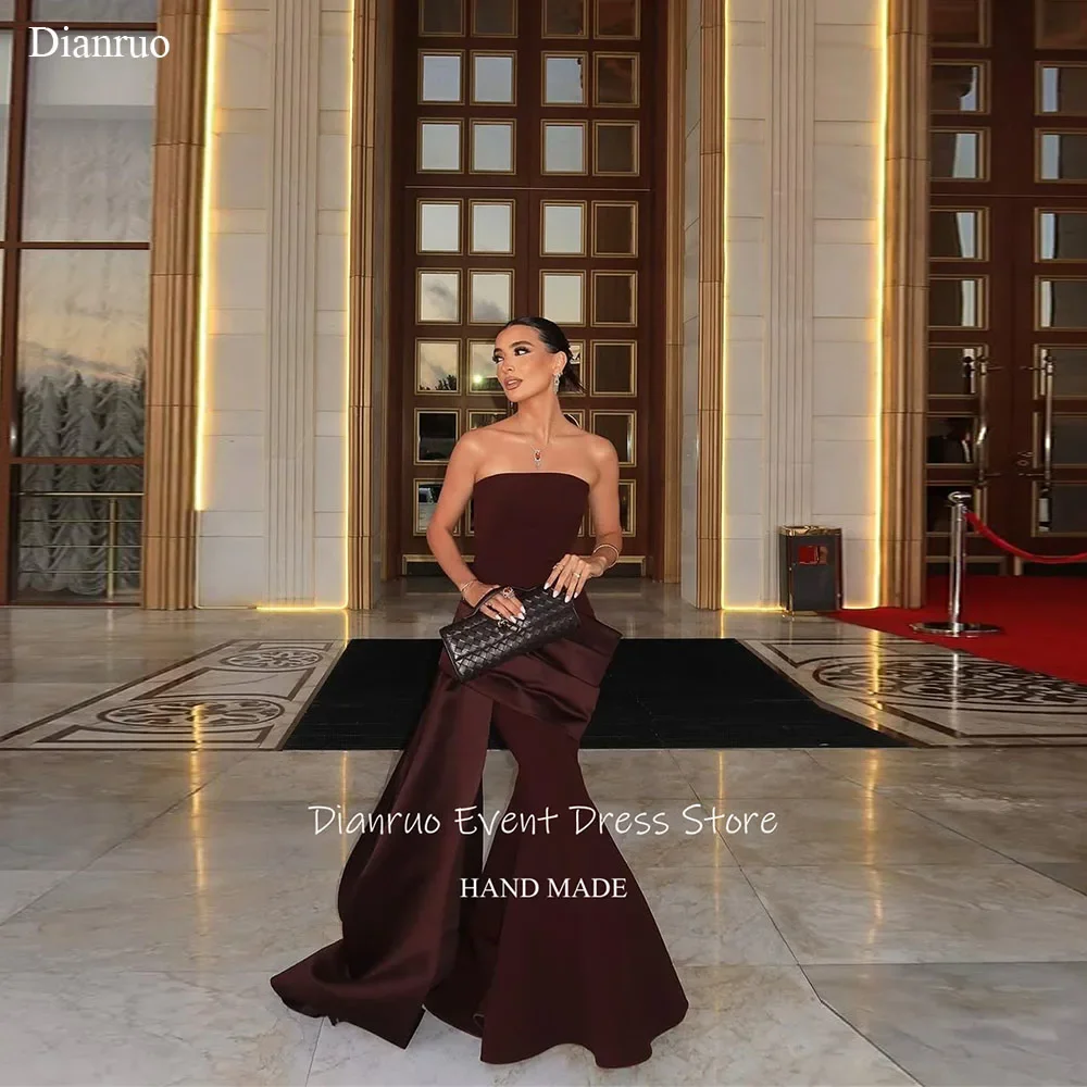 Dianruo Drapieren Liebsten Meerjungfrau Formale Abendkleid Ausgestattet Satin Vestidos De Fiesta Bodenlangen Hochzeit Party Kleid Angepasst