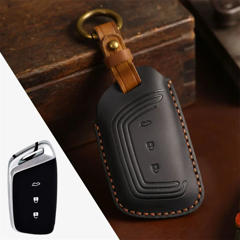 

1pc Leather Car Key Case Cover For Baojun 510 730 360 560 RS-5 530 630 Keychain Protective Auto Key Covers Car-Styling