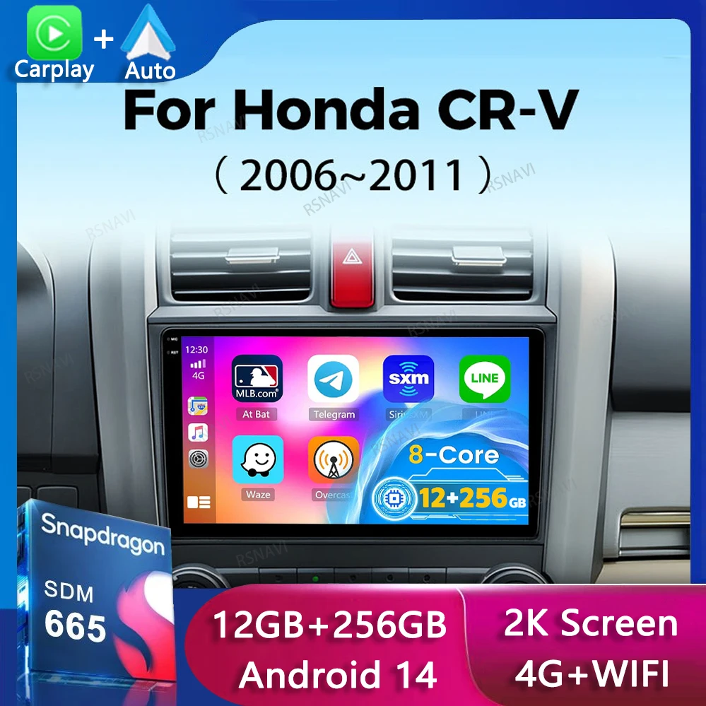 

Автомобильный радиоприемник Carplay Android 14 для Honda CR-V 3 RE CRV 2007-2011, навигация, GPS, мультимедийный видеоплеер, 2 Din, DVD, стерео головное устройство