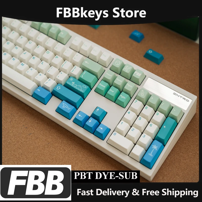 

FBB Keycaps Summer Island Theme Mechanical Keyboard Key Cap MX Switches DIY Gift Accessory 60% 75% 80% 96% 100% Keycap 1.7mm