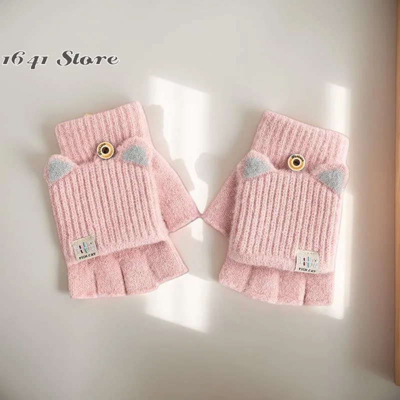 （NEW）Chic Women's Cat Ear Interchangeable Woolies, Winter Defying Gloves, Snug Fit, Warming and Fashion Cat Ear Gloves