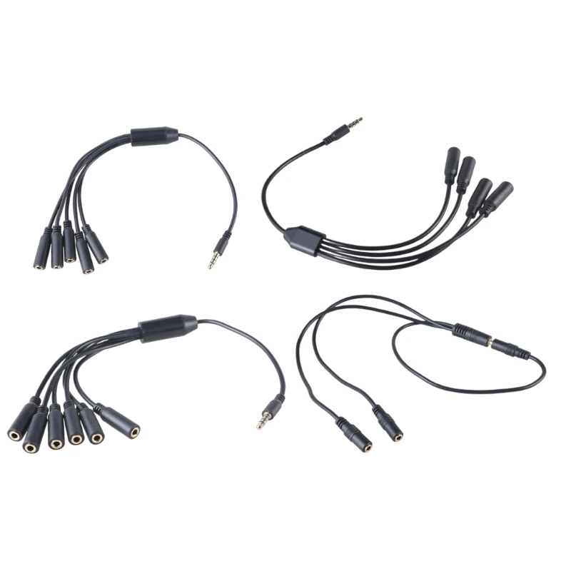 Stereo AUX Cord 3.5mm Male to Female Connectors AUX Cable 4-section Converters Splitter Line 30cm Long 1 to 3/4/5/6