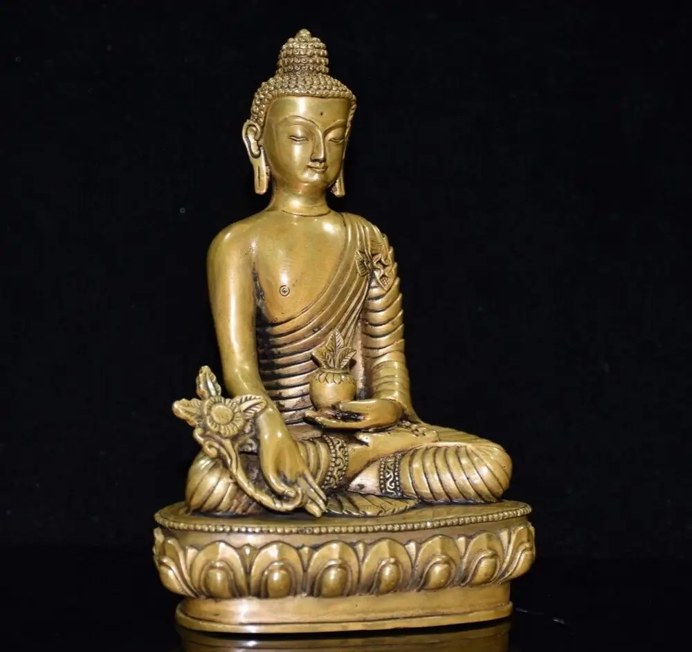 Chinese Copper Handmade Exquisite Sakyamuni Medicine Master Buddha statue