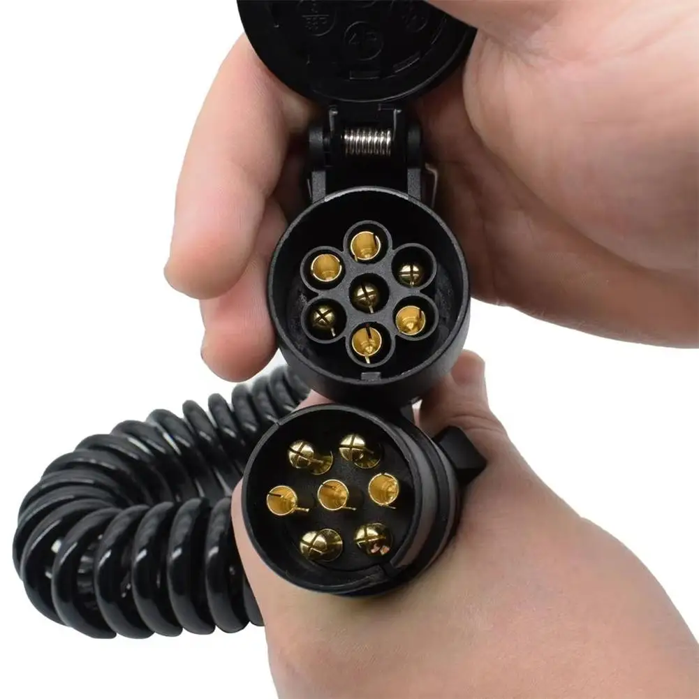 

7 Pin Trailer Adapter, Heavy Duty 1.3 Meters Copper Wiring Harness, 7 Pin Plug for Truck/RV Towing, European Standard 7 Pin Plug