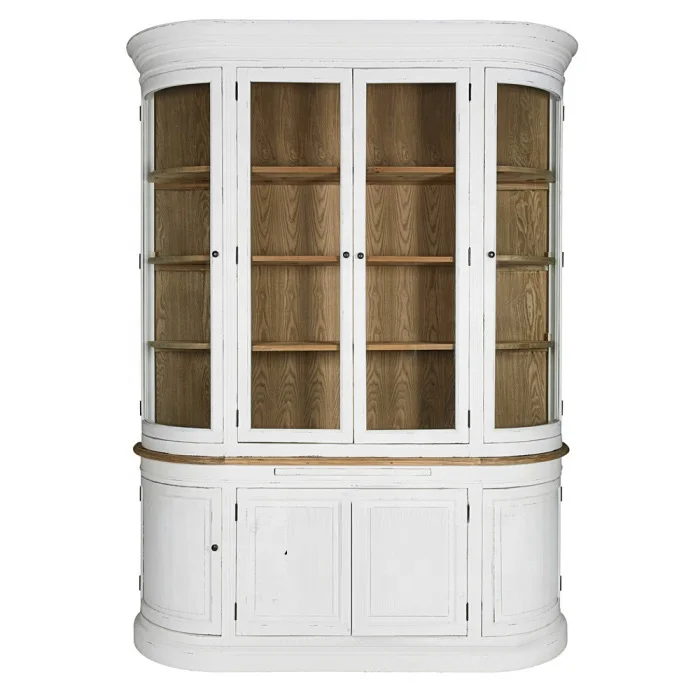 American Style Rural Solid Wood Retro Bookshelf Living Room Glass Door Porcelain Cabinet Dining Room Sideboard Cabinet