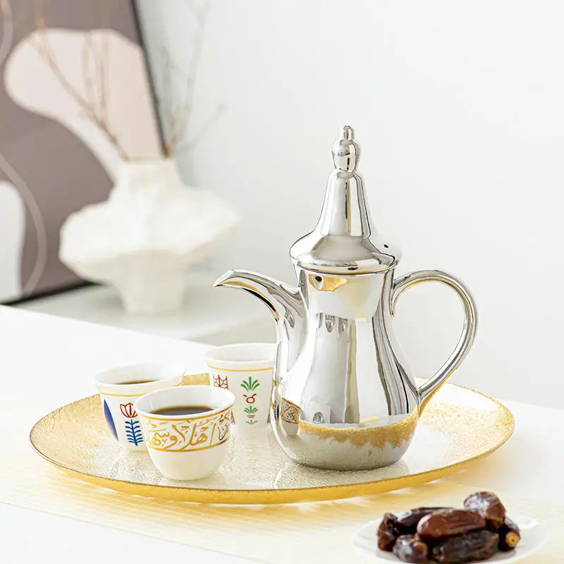 Luxury Ceramic Middle Eastern Kettle Dara Kettle for Arabic Coffee Turkish Hot Water Kettle Teapot with Palace Insulation