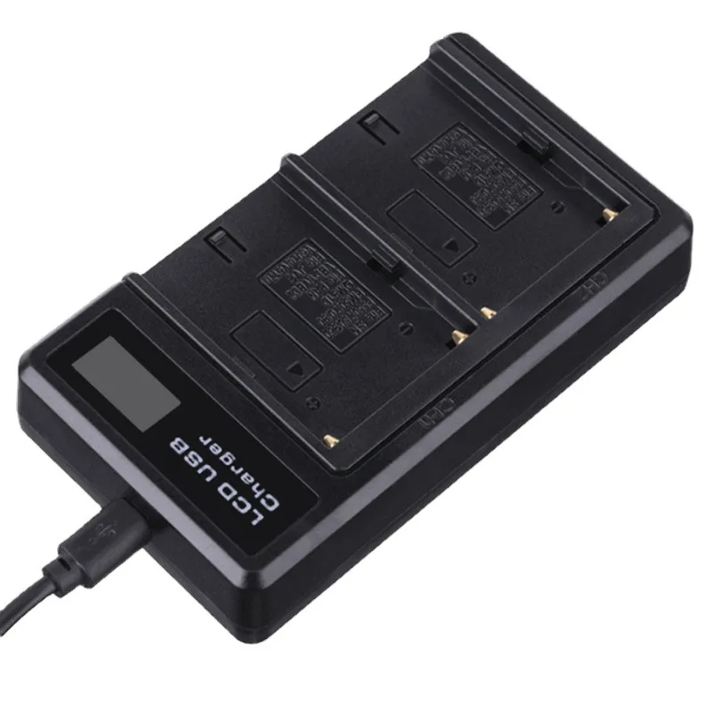 

Wholesale Fast Charging LCD Dual USB Battery Charger NP-F970 for Sony NP-F550 NP-F750 NP-FM50 NP-F990 NP-FM500H LED Video Light