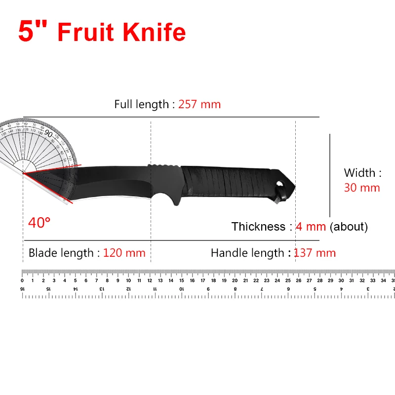 5Cr15Mov Stainless Steel Meat Cleaver Boning Knife Fishing Accessories Cooking Knife with Holster Multifunction Vegetable Peeler