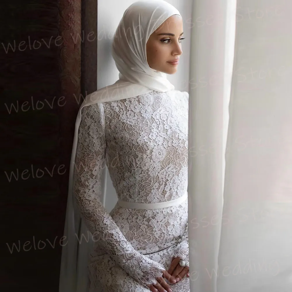 فساتين زفاف نسائية رائعة ورائعة بأكمام طويلة من الدانتيل رداء De Mariée فساتين العروس المخصصة فيستدو دي نوفيا #3