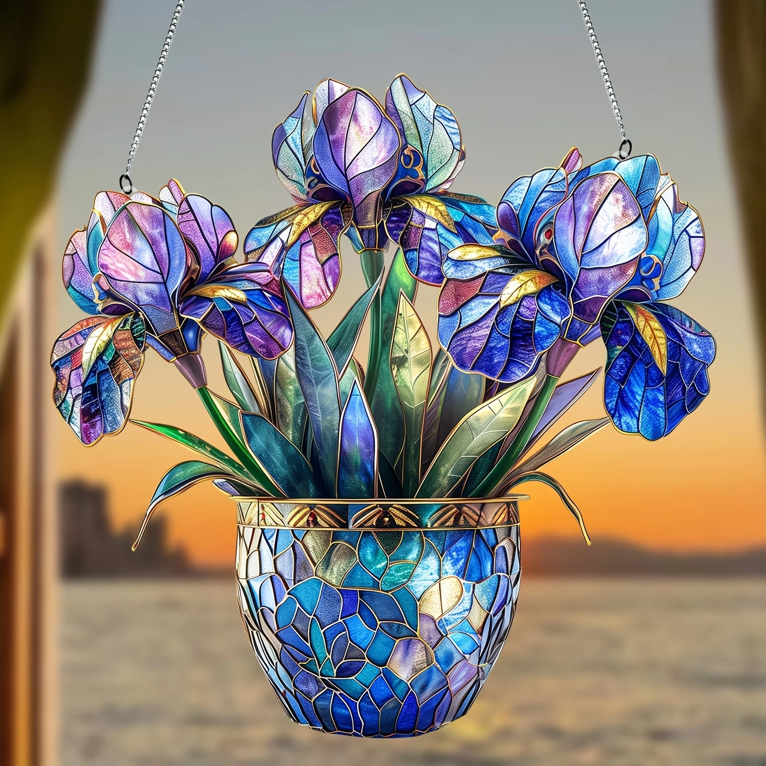 2D Planar Acrylic Suspended Flower Potted Plant Basket Plant Sunlight Collector Living Room, Bedroom, Porch and Party Decoration