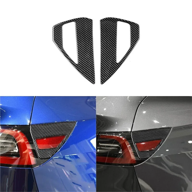 

2Pcs Car Charging Port Panel Carbon Fiber Trim Stickers For Tesla Model Y 3 2017-2022 Styling Accessories