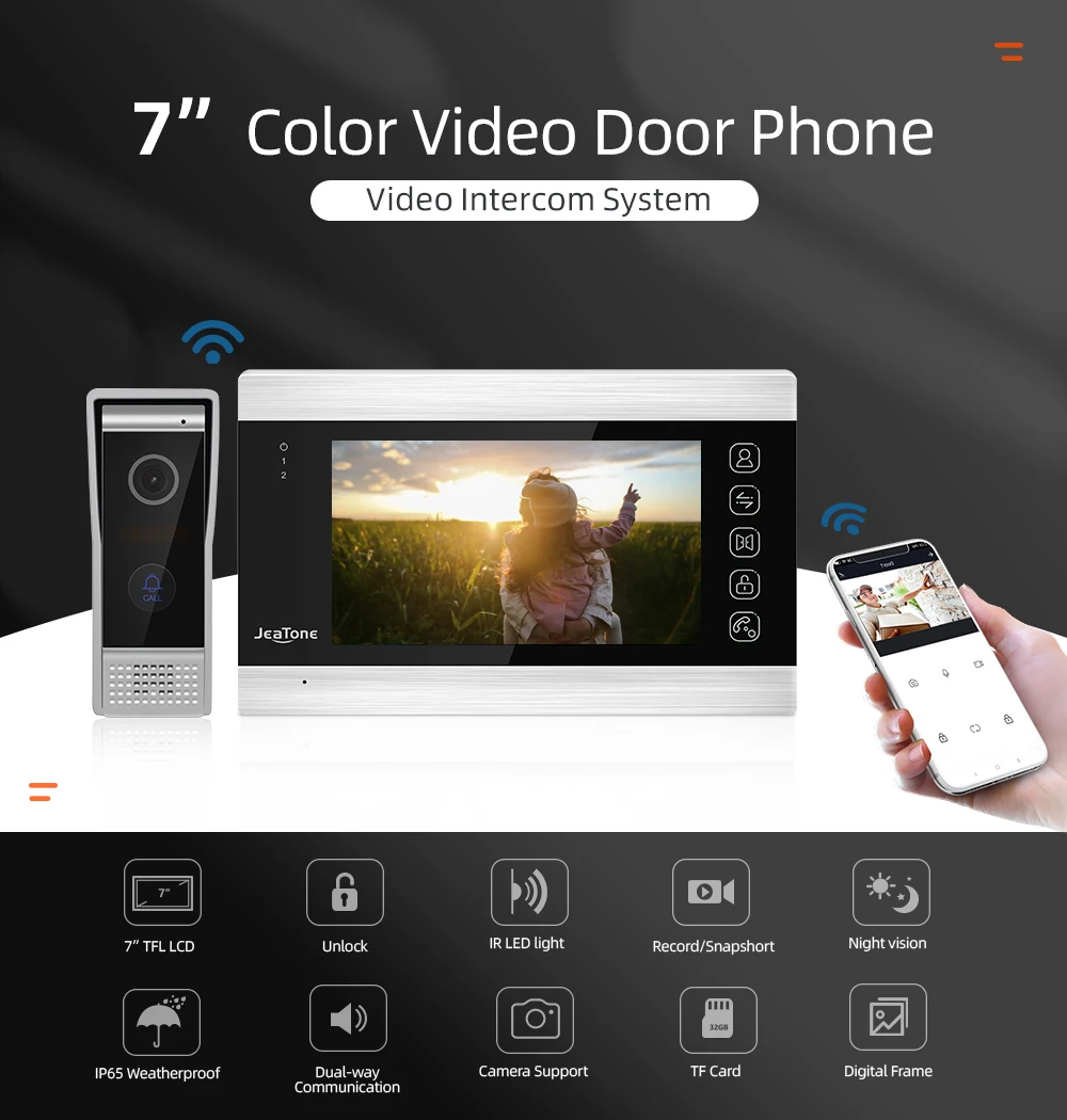 Imagem -02 - Jeatone-ip Intercomunicador de Vídeo sem Fio Campainha Inteligente Controle de Acesso Tela Sensível ao Toque 1080p hd Câmera de Vigilância