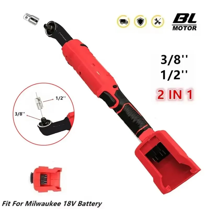 Fit for Milwaukee 18V Battery 1200NM Brushless Electric Ratchet Wrench 3/8'' 1/2'' 2 in 1 Removal Screw Nut Driver Power Tools