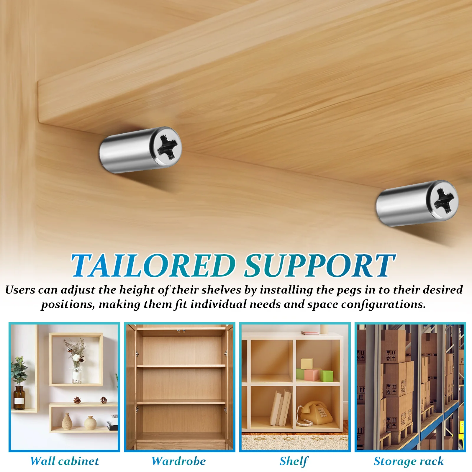 20 Pcs Self-tapping Plate Support Screws Clear Drawer Cabinets Shelves Shelf Pegs Glass Pins Supports Accessories