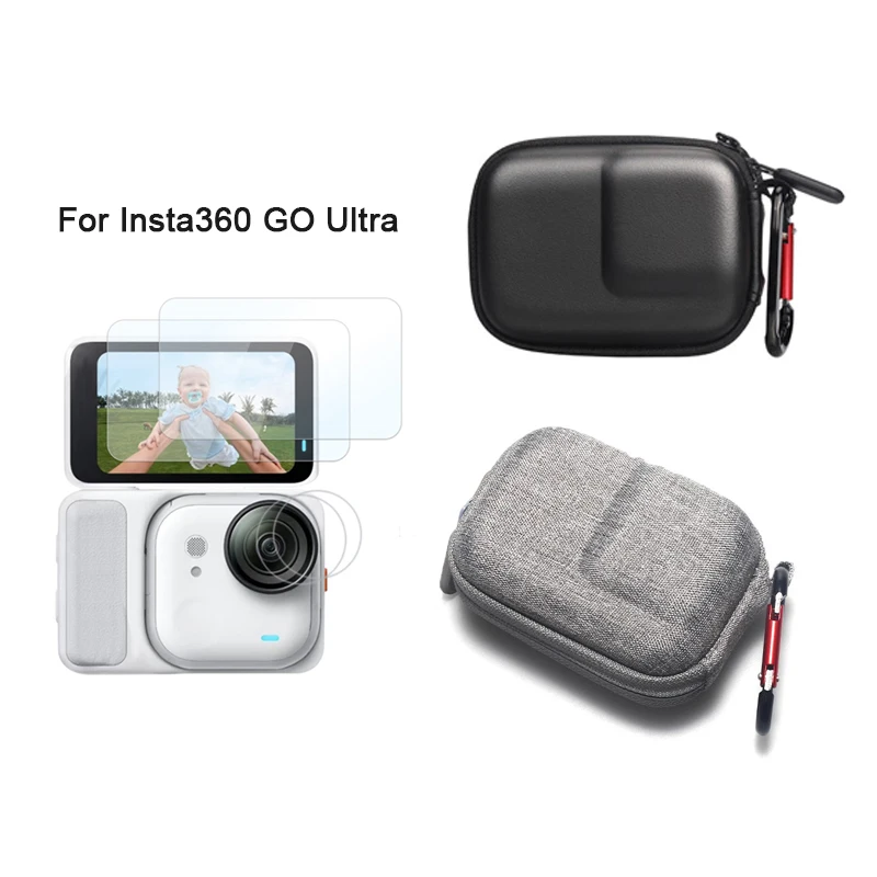 Schutzglas für Insta360 GO Ultra Objektiv, PC-Bildschirmschutzfolie, Tragetasche für Insta 360 Go Ultra Action-Kamera