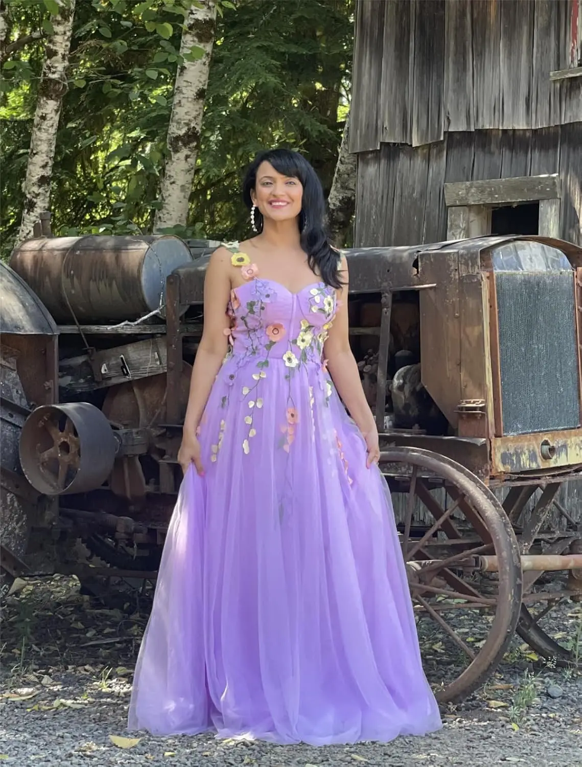 Abiti da ballo con applicazioni floreali 3D Fiore Tulle Abito da sposa lungo da sera formale Abito da sposa Abito da sposa semplice Abito da matrimonio