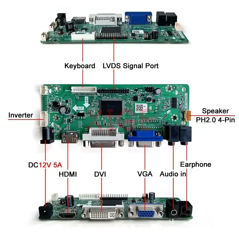 Imagem -02 - Tela Controlador Driver Board Kit Matriz Faça Você Mesmo Compatível com Hdmi Dvi Vga 236 Lvds 30 Pinos Hm236wu1 Hr236wu1 M236mwf2