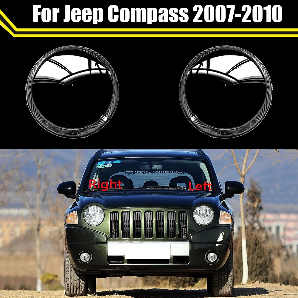 

Car Front Headlight Cover For Jeep Compass 2007 2008 2009 2010 Auto Headlamp Lampshade Lampcover Head Lamp Glass Lens Shell