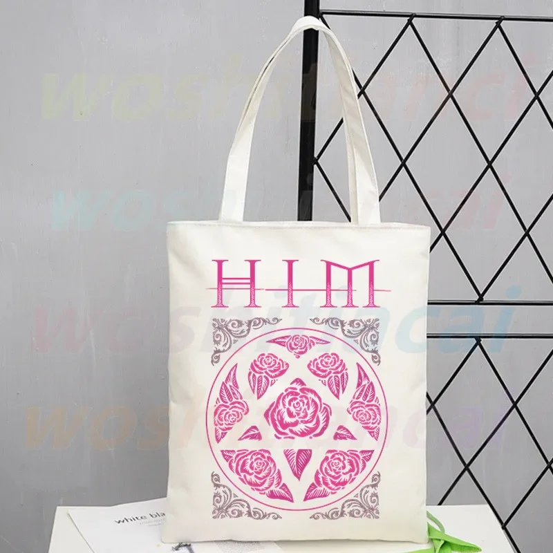 Him Ville Valo Shoulder Canvas Bags Large Capacity College Harajuku Handbag Women Bag Shopping Bag