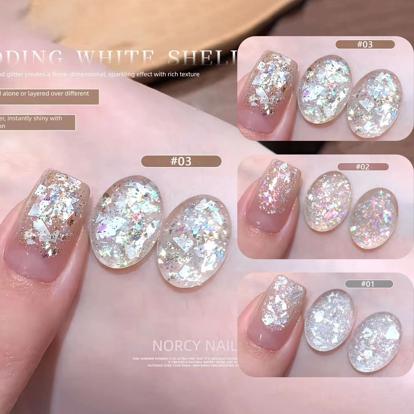 Wedding Dress MIANEL White Shell Gel 2026 Viral Trend Super Sparkly Glitter Brightening Shell Gel UV Nail Gel