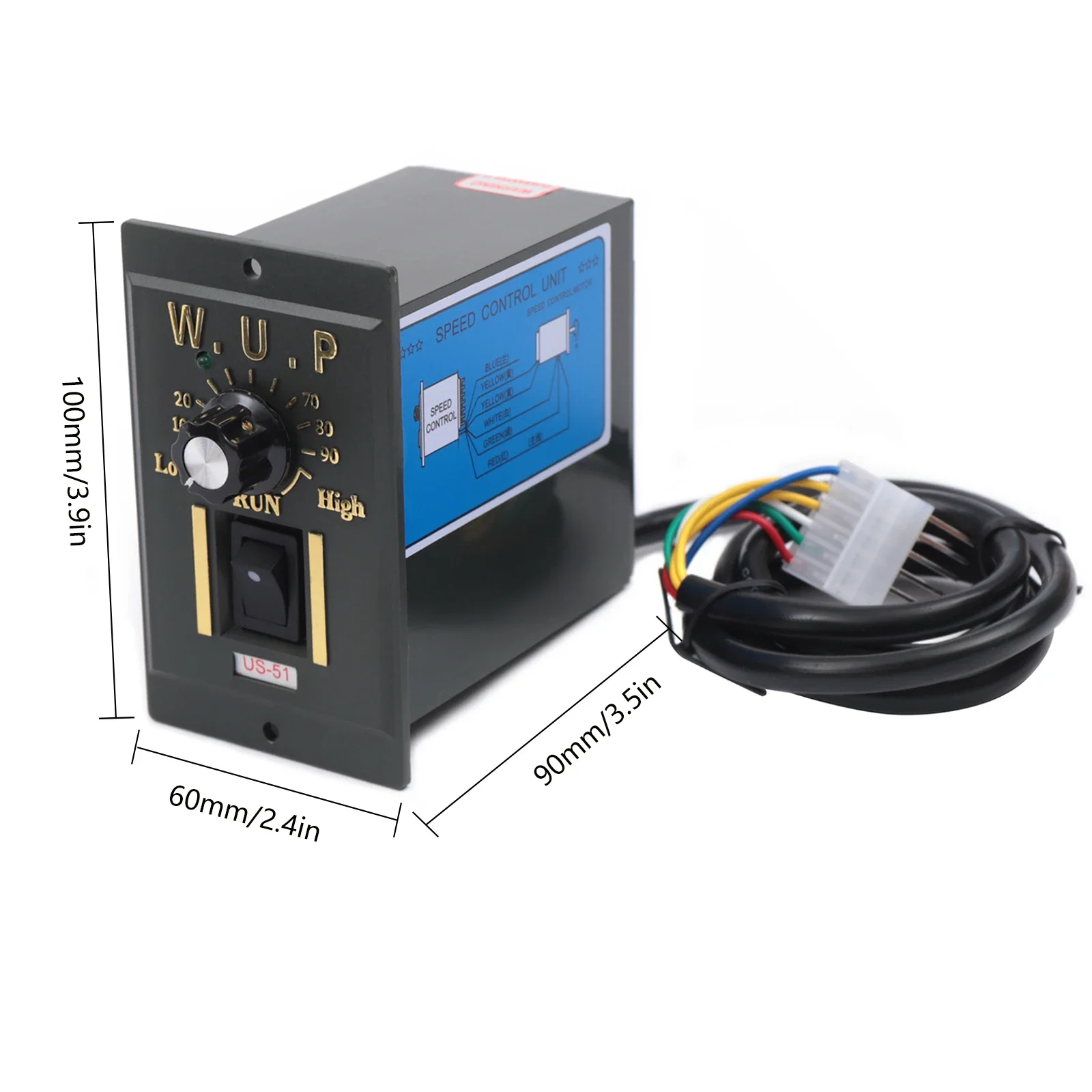 AC 220V 90W Motor with Adjustable Speed Continuously Adjustable Frequency Inverter Motor with Gear Controller and Bracket (20 K)