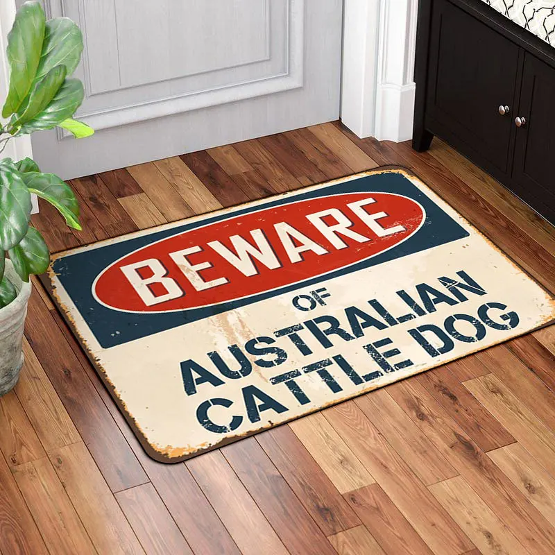 Vintage Warning Sign Carpet Mat Area 51 Rug No Trespassing Grunge Retro Design Cattle Dog Home Decoration Floor Mats Welcome Mat