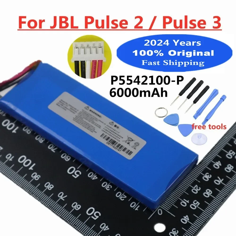 2024 Year Original Loudspeaker Speaker Battery For JBL Pulse 2 Plus 3 Pulse3 Pulse2 Bluetooth Speaker Bateria P5542100-P 6000mAh