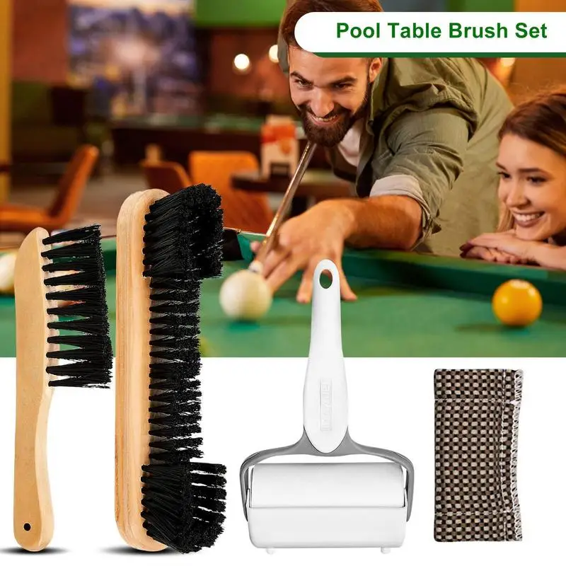 Pool Table Cleaner Billiards Pool Table Brush Cleaning Cloth And Roller Included Nylon Bristle Brush Billiards Pool Accessories