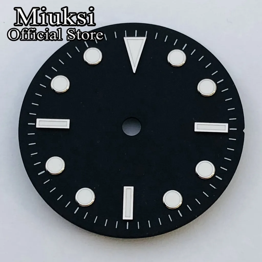 Miuksi 29mm black watch dial luminous fit NH35 NH36 ETA2824 2836 PT5000 Miyota8215 DG2813 3804 movement