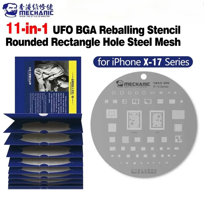 MECHANIC 11in1 Steel Stencil For IPhone X-17 Series Screen Pop-up BGA Reballing High Temperature Resistance Repair Tools Sets