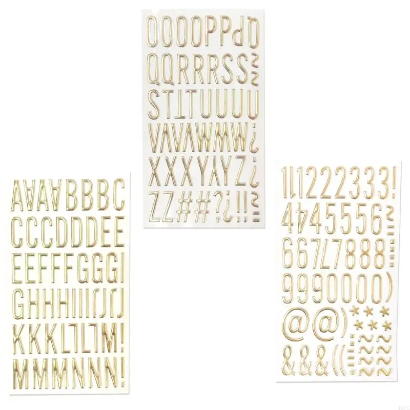 J2FC Gold Glittering Large Letter Sticker 3D Metallic Letter Number Sticker for Scrapbooking Journal Notebook Photo Album