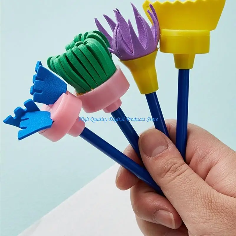 

U2JE Soft Foam Stamp And Sponge Brushes Children Art Painting Set For Card Making Watercolor Painting Classroom Art Project