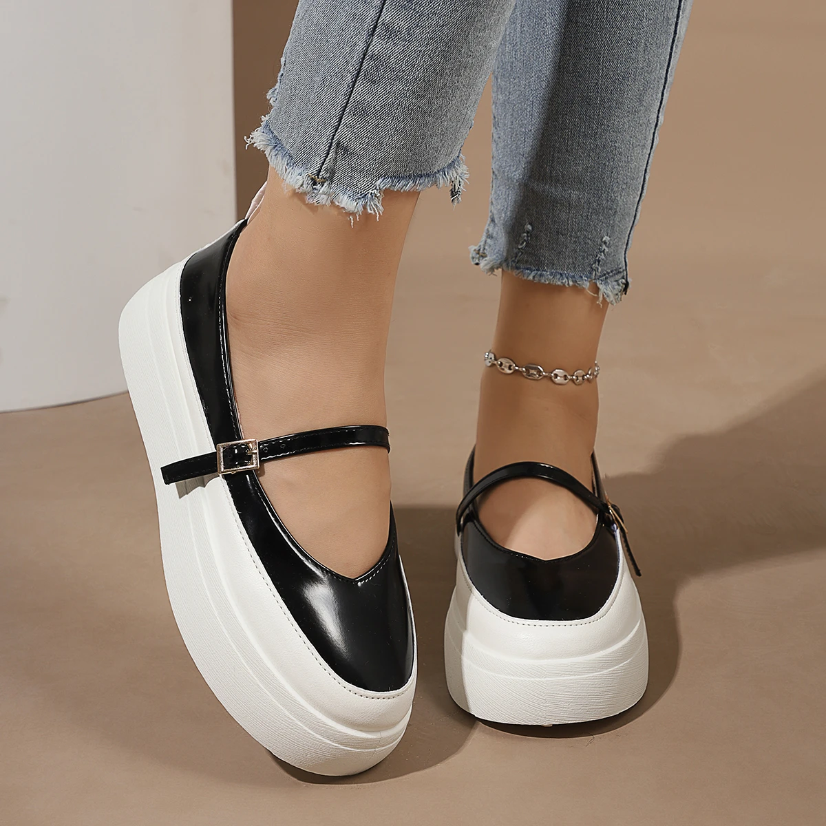 Comfortable Round Toe Flats Women 2024 New Fashion Shallow Mouth Women's Casual Shoes Solid Color Simple Ladies Platform Shoes