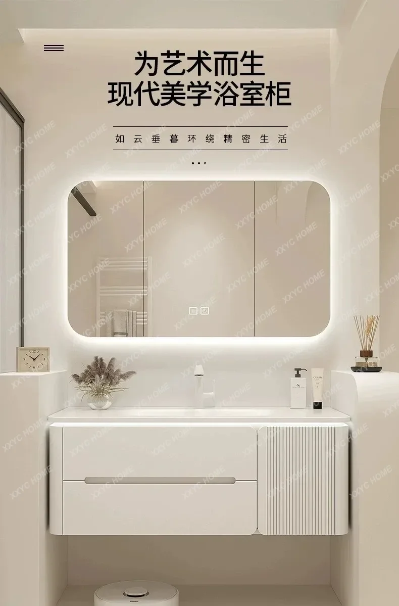 A Classic Mirror Luxury Bathroom Cabinet White Large Sink Vanity Bathroom Cabinet Hotel Meuble Salle De Bain Home Furniture