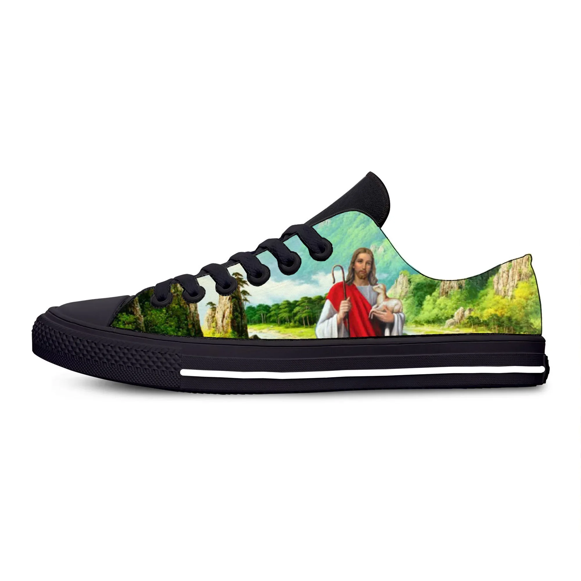 

Hot Summer Christian God Lord Jesus Christ Religion Fashion Casual Cloth Shoes Men Women Sneakers Low Top Classic Board Shoes