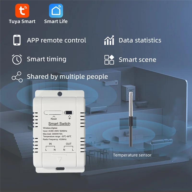 

N82R Wi-Fi умный переключатель температуры с датчиком 1 м Ewelink 16A переключатель температуры поддерживает голосовое управление