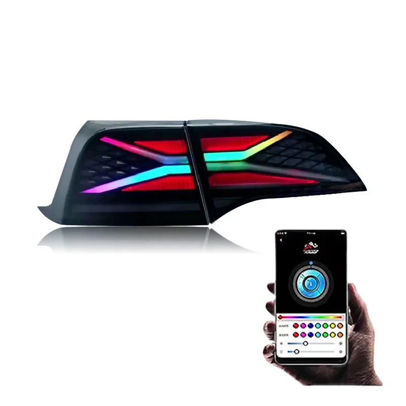 

Светодиодный задний фонарь RGB для Tesla Model 3/Y 2018-2023, светодиодные задние фонари RGB STYLE, автомобильный задний фонарь с динамической анимацией, автозапчасти