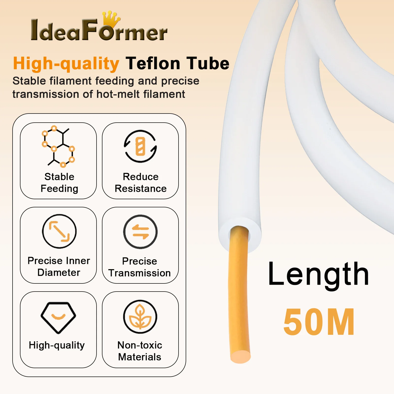 Трубка Bambu Lab PTFE ID 2,5 мм OD 4 мм P1P AMS A1 Мини-3D-принтер Teflonto Труба 1,75 мм Bambulab Ptfe Tube Запчасти нити Bambulabs