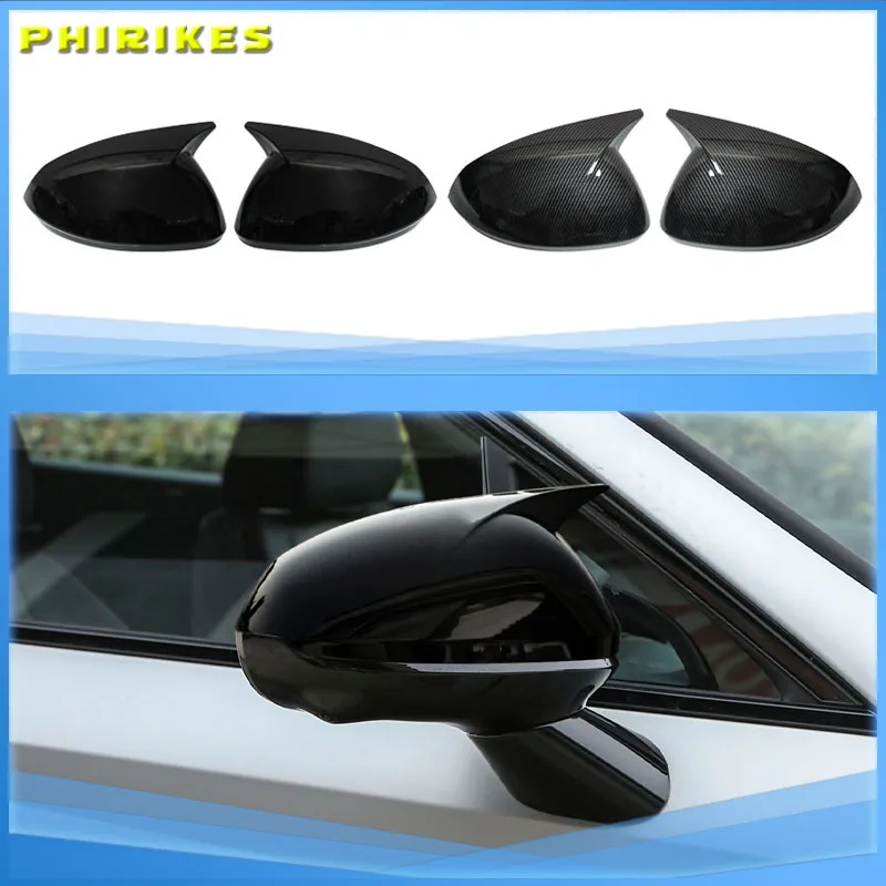 For Hyundai Sonata 11th 2024 Carbon Fiber Look Rearview Side Mirror Cover Wing Cap Exterior Door Rear View Case Trim 