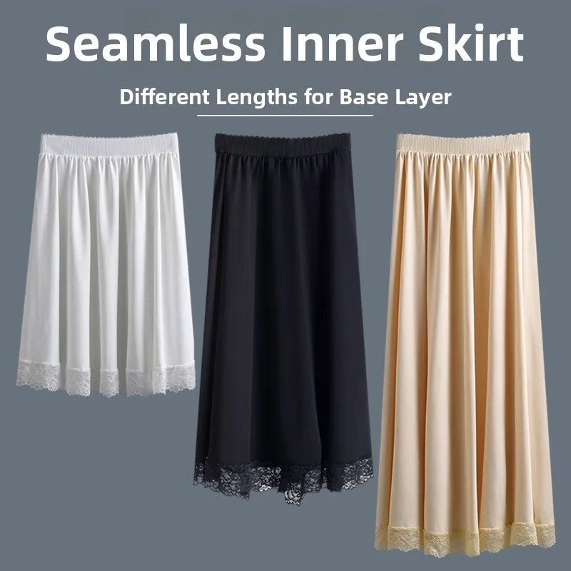 Daily Wear Hanfu Inner Skirt Long Anti-Light Semi-Body Lace Sleep Skirt A-Line Loose Fit Sweet Style Cotton Silk Fabric