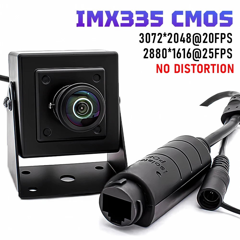

6MP IP Camera 1/2.8" IMX335 Sensor Industrial Metal Box With No Distortion Lens Support RTSP Onvif H.265 For POE Security Webcam