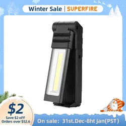 SUPERFIRE LED 손전등 및 COB 작업등, 마그네틱 USB 충전식 내장 배터리 세트, 다기능 접이식 토치, G15/S